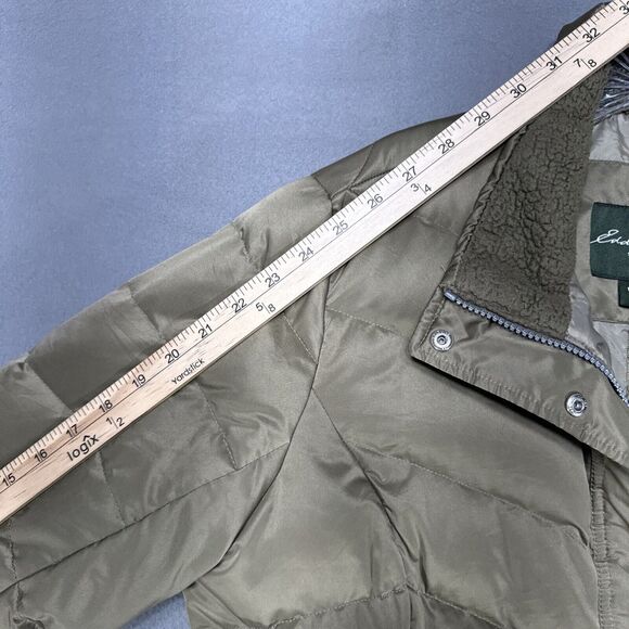 Eddie Bauer EB550 Jacket‎ Womens L Goose Down Gold Quilted Puffer Coat Full Zip - Picture 7 of 16